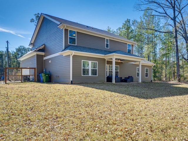 13733 Macon Rd, Upatoi, GA 31829 - back of property featuring a ceiling fan and a patio area