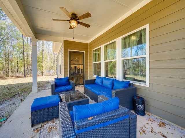 13733 Macon Rd, Upatoi, GA 31829 - view of patio / terrace featuring an outdoor hangout area and a ceiling fan