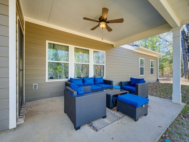 13733 Macon Rd, Upatoi, GA 31829 - view of patio / terrace featuring an outdoor hangout area and ceiling fan