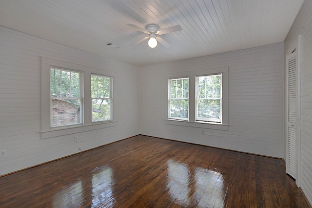 2000 Elgin Dr, Columbus, GA 31906 - spare room featuring a ceiling fan, wood-type flooring, brick wall, and wood ceiling