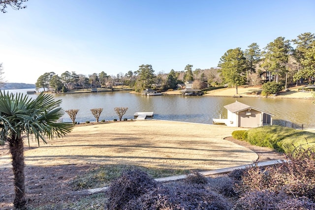 water view with a boat dock