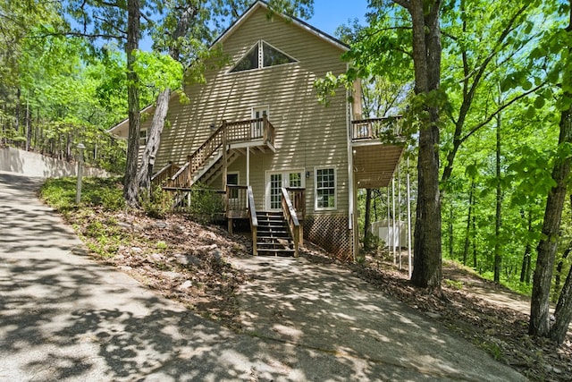 15635 US Highway 0027, Hamilton, GA 31811 - view of front of property with a wooden deck, driveway, and stairs