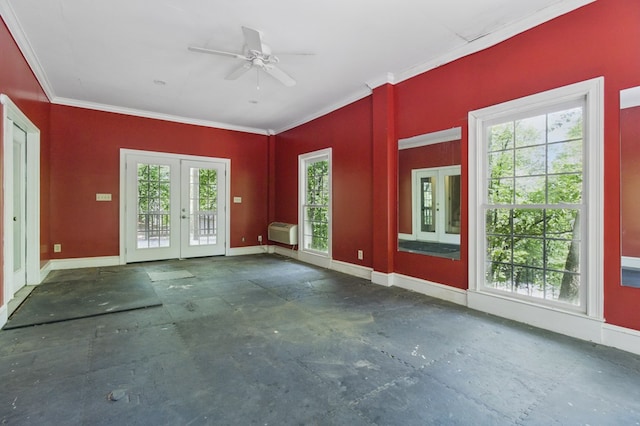 15635 US Highway 0027, Hamilton, GA 31811 - interior space with baseboards, a ceiling fan, french doors, and crown molding