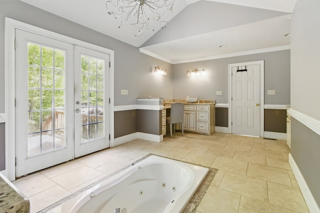15635 US Highway 0027, Hamilton, GA 31811 - full bath featuring lofted ceiling, french doors, a whirlpool tub, and baseboards