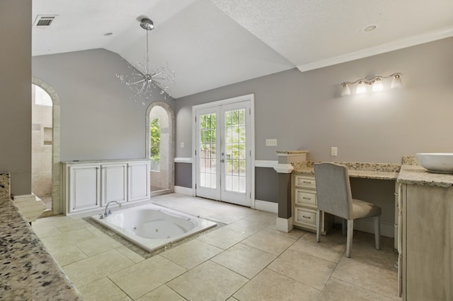 15635 US Highway 0027, Hamilton, GA 31811 - bathroom featuring a jetted tub, visible vents, vanity, french doors, and baseboards