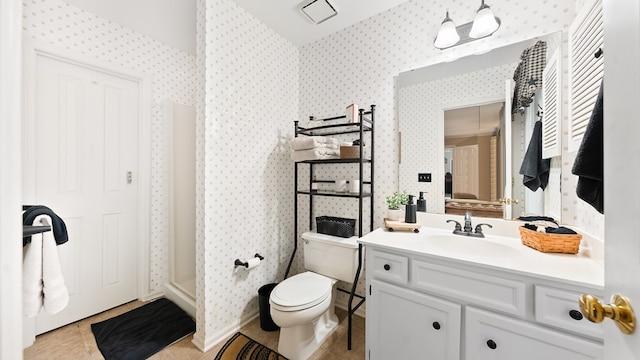 6359 Cape Cod Dr, Columbus, GA 31904 - full bathroom featuring wallpapered walls, vanity, tile patterned flooring, and a stall shower