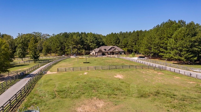 bird's eye view with a rural view