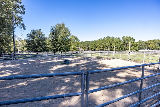 view of yard with a rural view