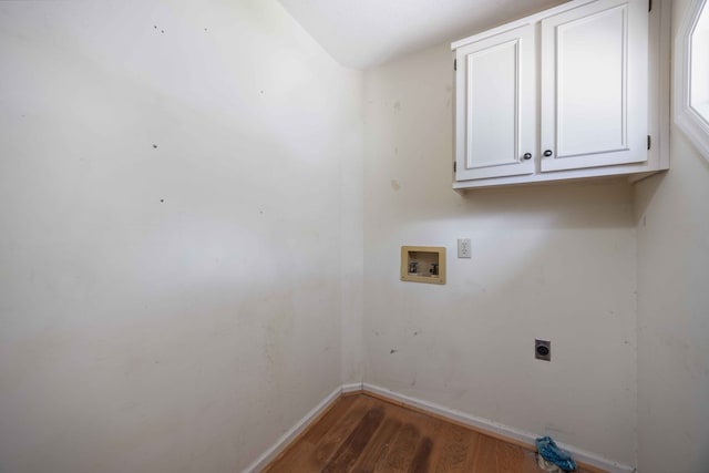 4608 Mayo Dr, Columbus, GA 31909 - washroom with electric dryer hookup, cabinet space, hookup for a washing machine, and wood finished floors