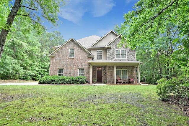 72W Teddy Bear Ln, Waverly Hall, GA 31831 - craftsman inspired home with a front lawn, brick siding, and board and batten siding