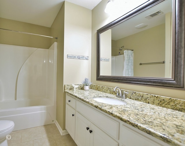 72W Teddy Bear Ln, Waverly Hall, GA 31831 - full bath with tile patterned flooring, vanity, toilet, shower / tub combo, and baseboards