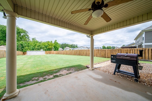 9597 Yarbrough Rd, Midland, GA 31820 - view of patio with ceiling fan and area for grilling