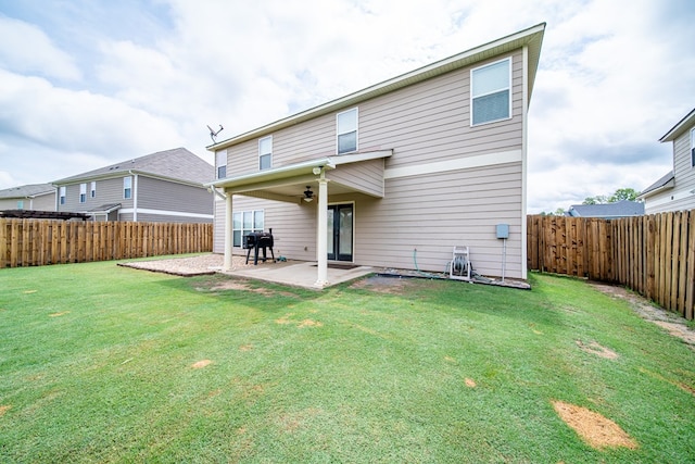 9597 Yarbrough Rd, Midland, GA 31820 - back of property with ceiling fan and a patio area
