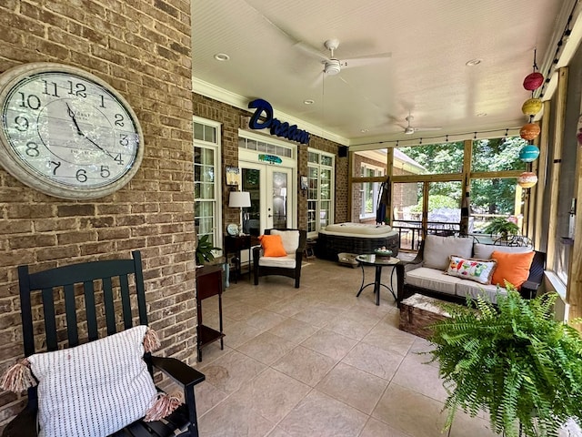 105 Lake View Dr, Hamilton, GA 31811 - sunroom featuring ceiling fan and an outdoor hangout area