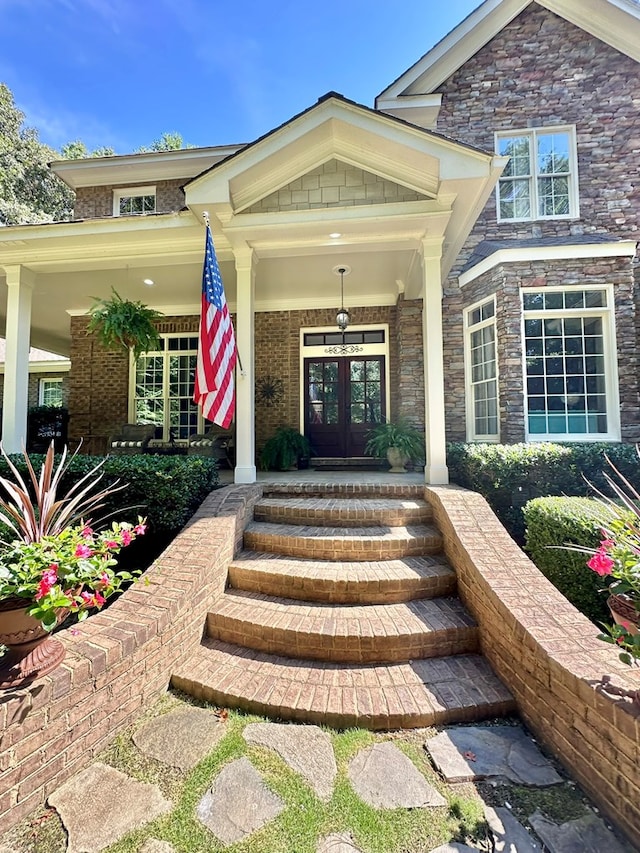 105 Lake View Dr, Hamilton, GA 31811 - entrance to property featuring french doors and covered porch