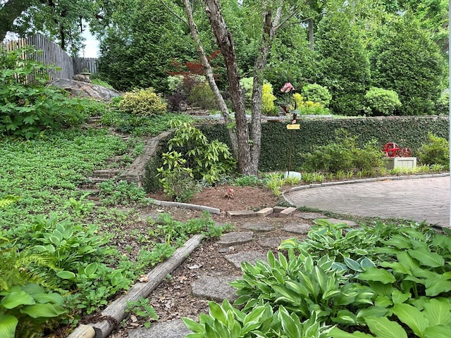 view of home's community with fence
