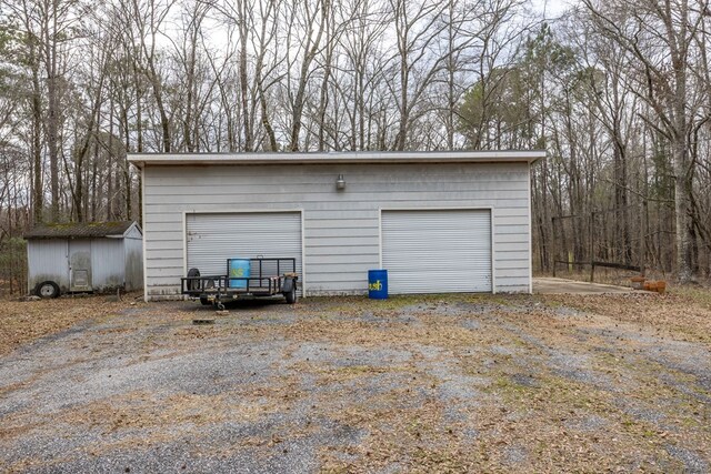 view of detached garage