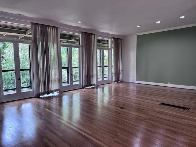 2707 Lookout Dr, Columbus, GA 31906 - spare room with french doors, ornamental molding, wood finished floors, and recessed lighting