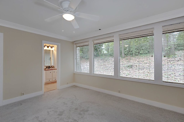 2707 Lookout Dr, Columbus, GA 31906 - spare room with light carpet, ceiling fan, and ornamental molding