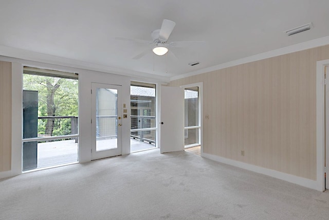 2707 Lookout Dr, Columbus, GA 31906 - carpeted spare room featuring crown molding and ceiling fan