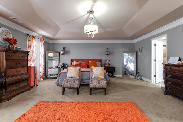 50 Riverside Lndg, Fort Mitchell, AL 36856 - carpeted bedroom featuring a tray ceiling and ornamental molding