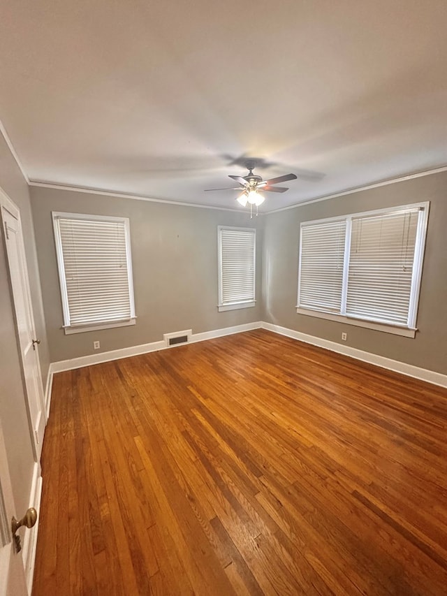 1616 Crest Dr, Columbus, GA 31906 - spare room with hardwood / wood-style flooring, a ceiling fan, and ornamental molding