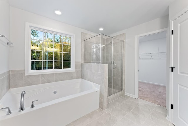 bathroom with plus walk in shower