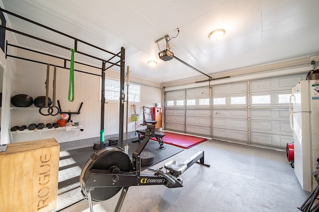 exercise area with a garage