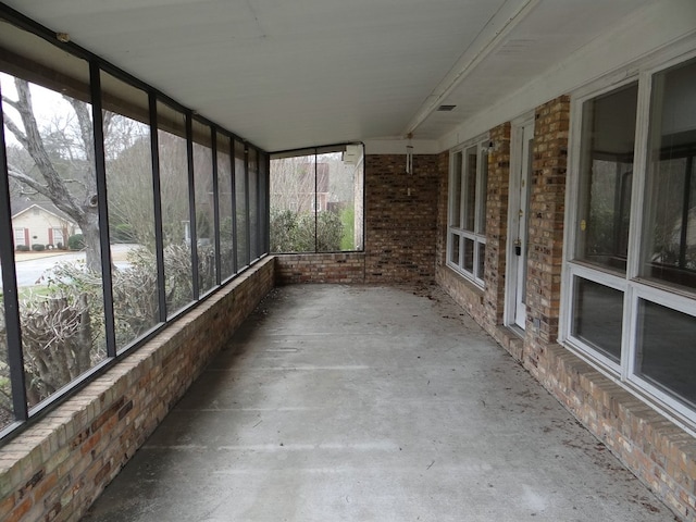 view of unfurnished sunroom