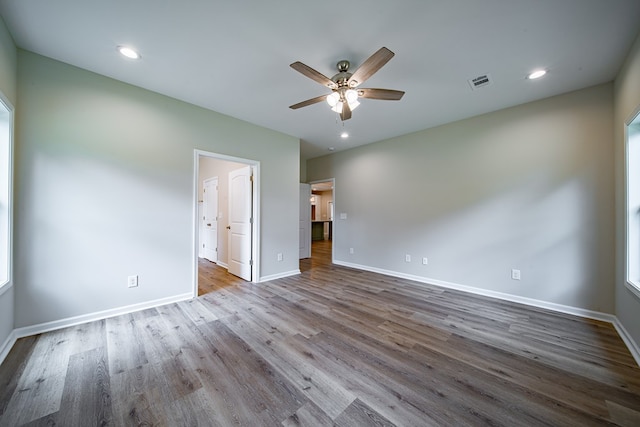 821 Lichfield Rd, Columbus, GA 31904 - unfurnished bedroom with wood finished floors, recessed lighting, and a ceiling fan