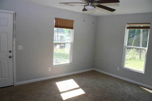 3813 Meritas Dr, Columbus, GA 31904 - spare room featuring a ceiling fan, plenty of natural light, and carpet flooring