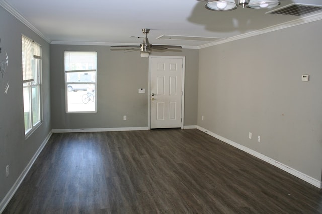 3813 Meritas Dr, Columbus, GA 31904 - unfurnished room featuring crown molding, dark wood finished floors, ceiling fan, and a chandelier