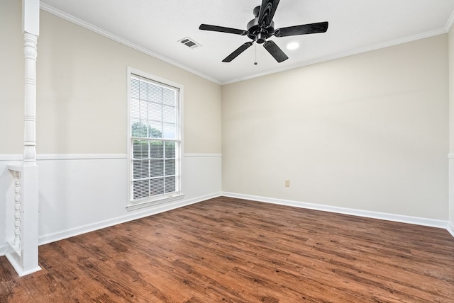 2630 Skylake Dr, Columbus, GA 31907 - spare room featuring wood finished floors, ornamental molding, and ceiling fan