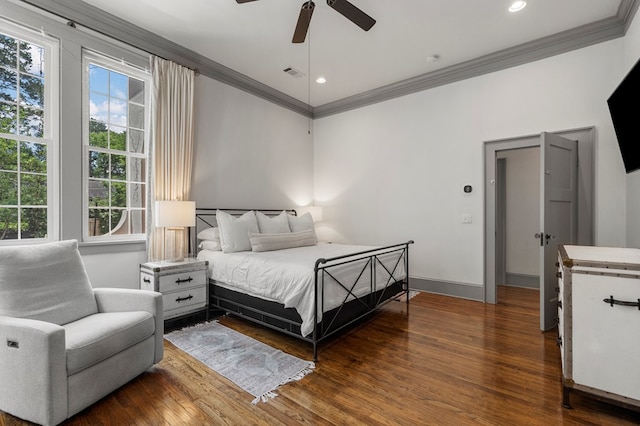 1580 Dixon Dr, Columbus, GA 31906 - bedroom with wood finished floors, ornamental molding, and a ceiling fan