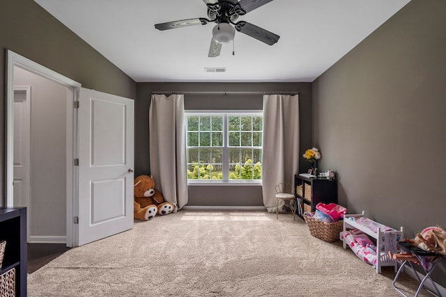 221 Abberly Ln, Ellerslie, GA 31807 - rec room with carpet and a ceiling fan