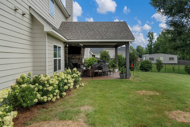 221 Abberly Ln, Ellerslie, GA 31807 - view of yard featuring exterior fireplace and a patio