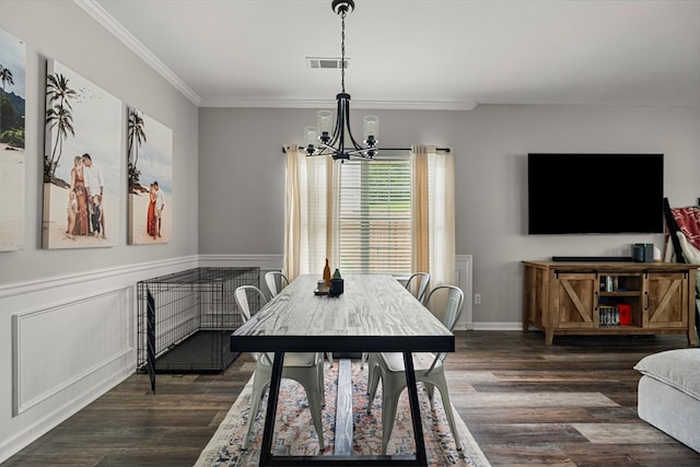 917 Dawkins Ct, Phenix City, AL 36867 - dining space featuring a chandelier, wood finished floors, and ornamental molding