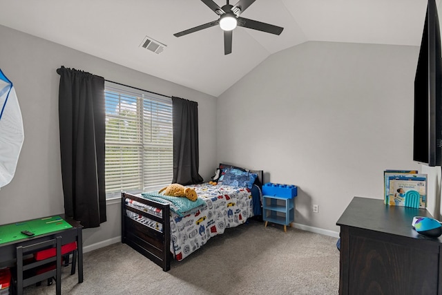 917 Dawkins Ct, Phenix City, AL 36867 - carpeted bedroom featuring vaulted ceiling, baseboards, and a ceiling fan