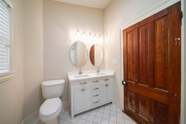 bathroom with tile patterned floors, toilet, and vanity