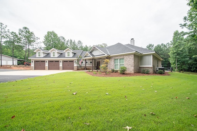 11602 Ga Highway 0085, Waverly Hall, GA 31831 - view of front of house with driveway, a front yard, central AC, and brick siding