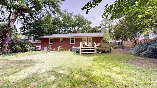 3224 Carden Dr, Columbus, GA 31907 - rear view of property featuring a chimney and a wooden deck