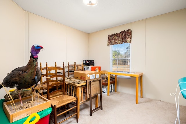 view of carpeted dining space