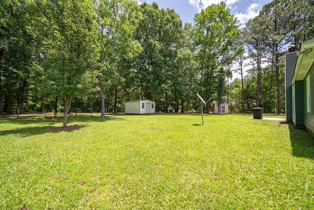 177 Wright Rd, Pine Mountain, GA 31822 - view of green lawn with a shed and view of wooded area