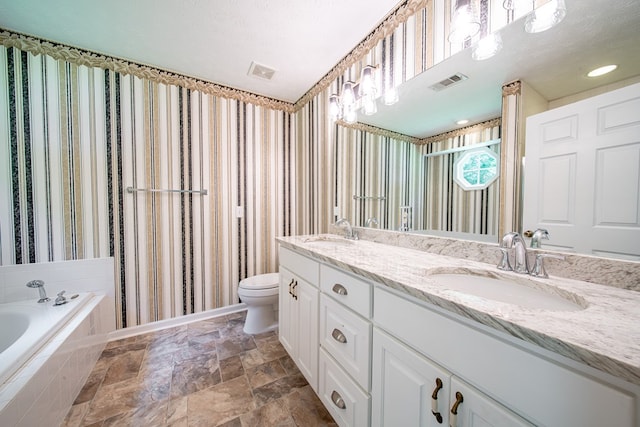 177 Wright Rd, Pine Mountain, GA 31822 - bathroom with double vanity, a bath, and stone finish flooring