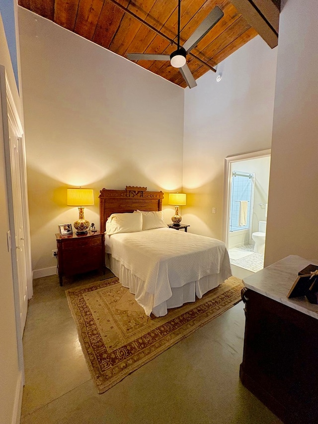 1201 Front Ave, Columbus, GA 31901 - bedroom featuring wood ceiling, a towering ceiling, and ensuite bathroom
