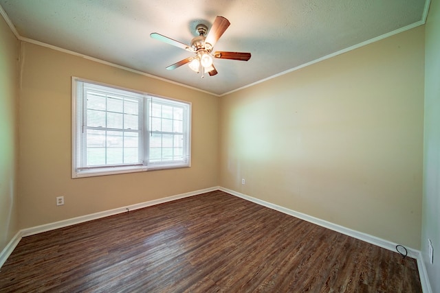 6127 Stony Creek Dr, Columbus, GA 31909 - spare room with dark wood-type flooring, baseboards, ceiling fan, and ornamental molding