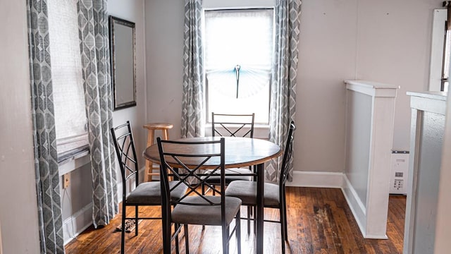 dining room featuring hardwood / wood-style floors and baseboards