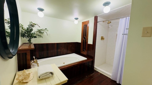 201 7th St, Columbus, GA 31901 - full bath featuring a whirlpool tub, a shower stall, and wood finished floors