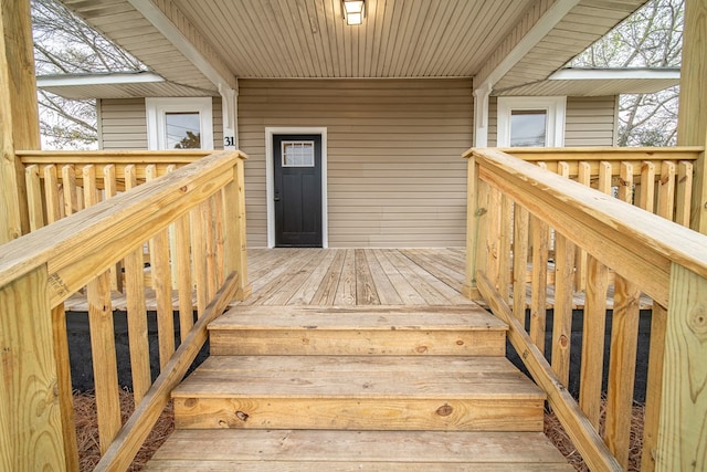 doorway to property with a deck