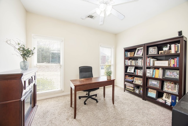71 Greystone Ct, Smiths Station, AL 36877 - carpeted home office with a ceiling fan and baseboards